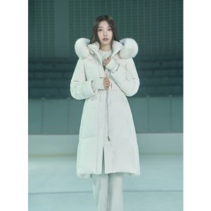 에고이스트 여성 퀼팅 텍스처 벨티드 롱 다운점퍼 EQ4TD008