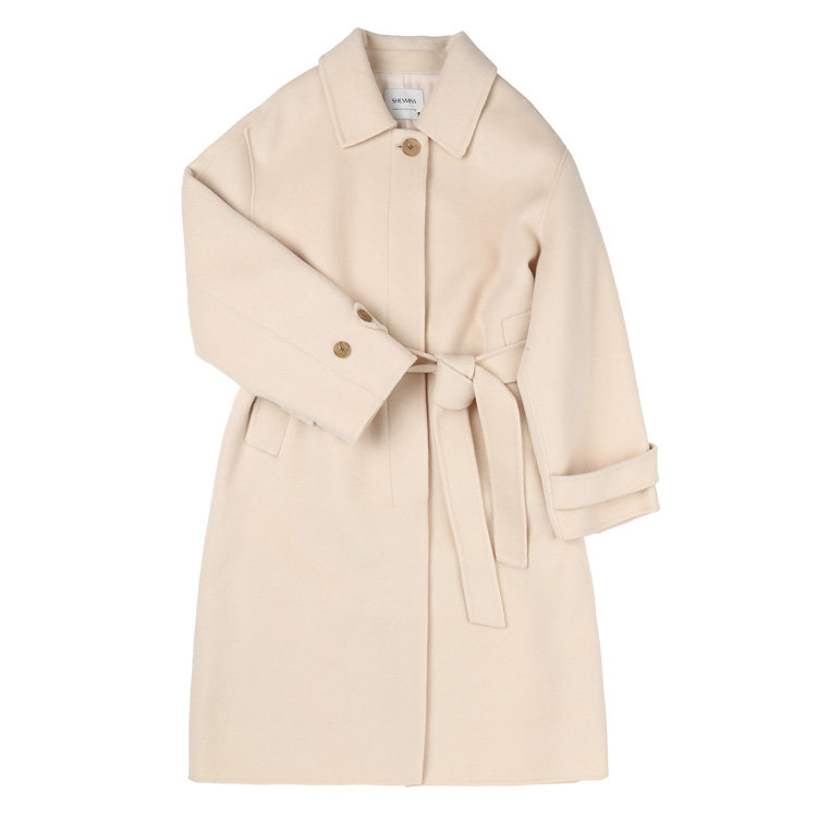 쉬즈미스 여성 울 블렌드 벨티드 핸드메이드 코트 SWHCTO42130