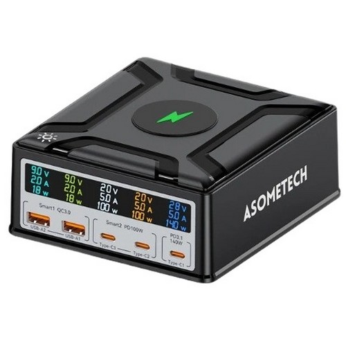 ASOMETECH  PD PPS 260W 5포트 GaN 유무선충전기 868D 해외구매
