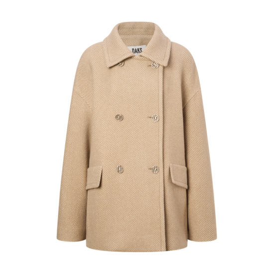 닥스레이디스 LUC 캐시미어 헤링본패턴 더블 하프코트 DLCO4D007I2