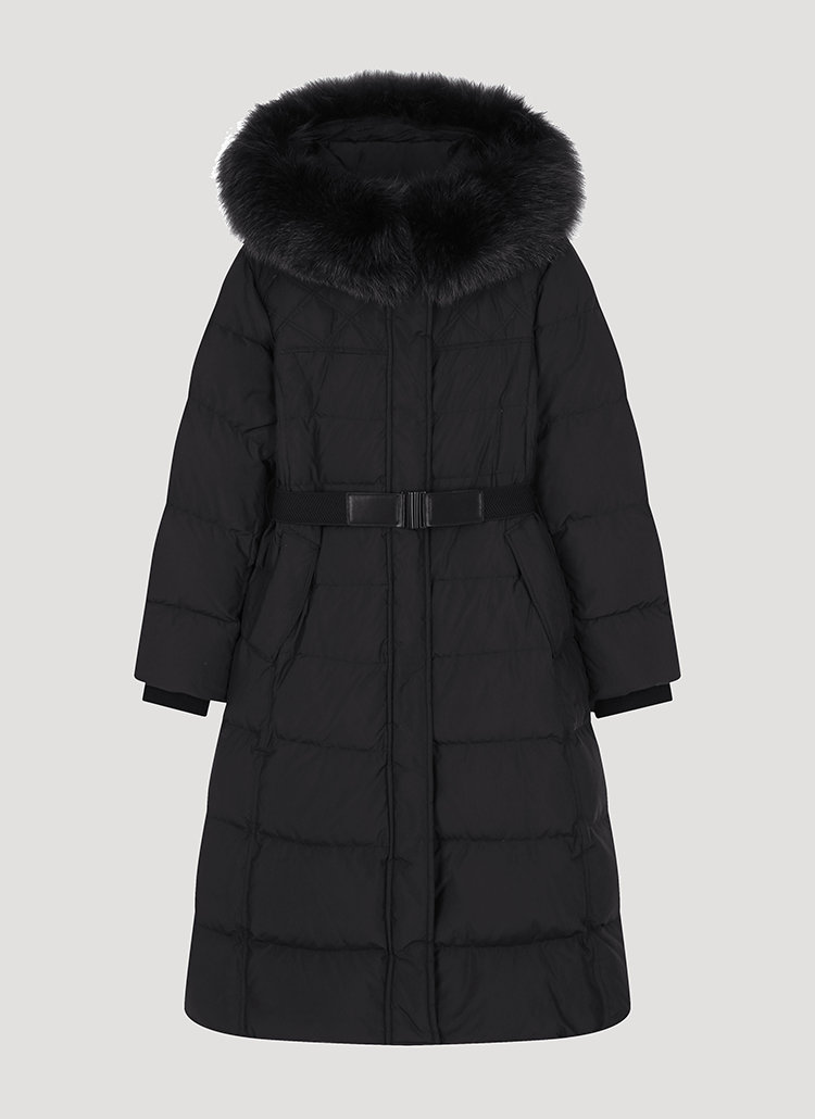 리스트 여성 폭스퍼 벨티드 롱 구스다운 점퍼 TSGJPO82010