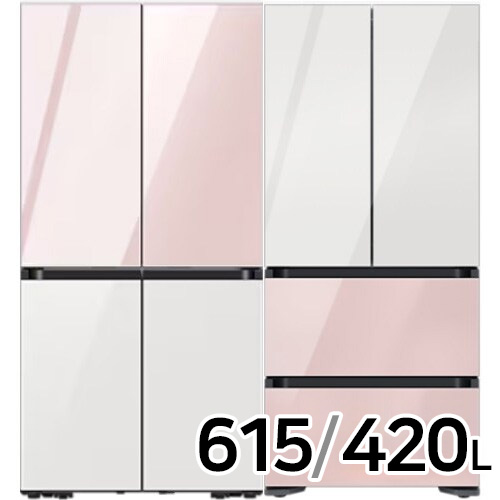 삼성전자 비스포크 키친핏 글램 RF60DB9KF1AP (핑크+화이트) + RQ42DB94R2AP (화이트+핑크)
