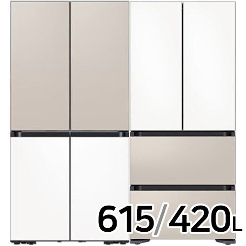 삼성전자 비스포크 키친핏 새틴 RQ42DB94R2AP (베이지+화이트) + RQ42DB94R2AP (화이트+베이지)
