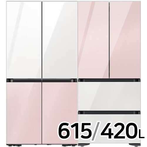 삼성전자 비스포크 키친핏 글램 RF60DB9KF1AP (화이트+핑크) + RQ42DB94R2AP (핑크+화이트)