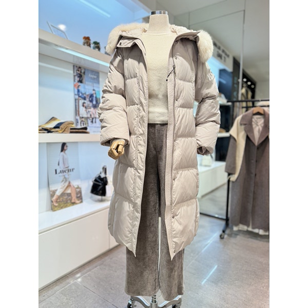 플라스틱아일랜드 여성 퍼 후드 롱 구스다운점퍼 PQ4EZ161