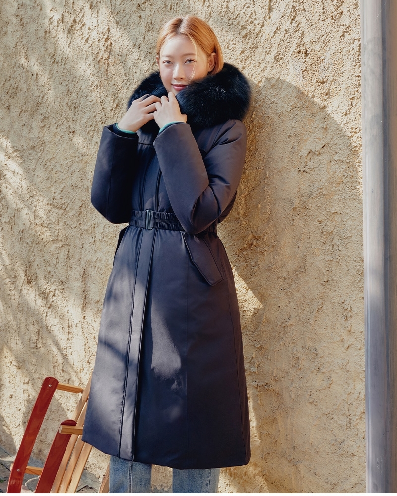 플라스틱아일랜드 여성 속사시 퍼후드 롱 구스다운 패딩 점퍼 PQ4NZ163