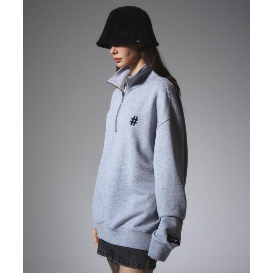 빈트릴 에센셜 해시태그 하프 집업 맨투맨 BA244RM002