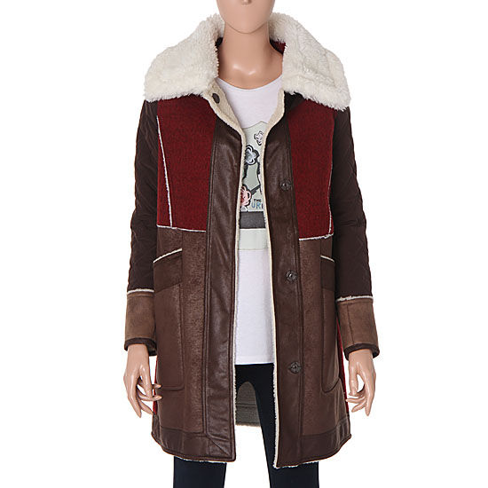 베네통 양모 배색 인조 무스탕 코트 BAPDA5461