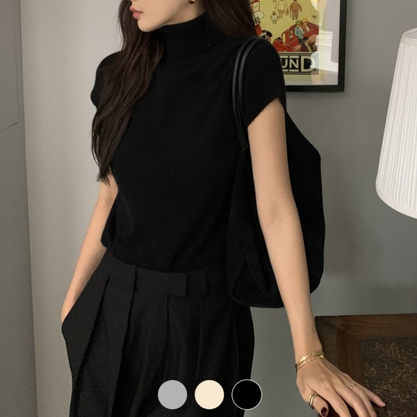 예쎄 소프트 페미닌 반팔 폴라 니트 S4FKN035A