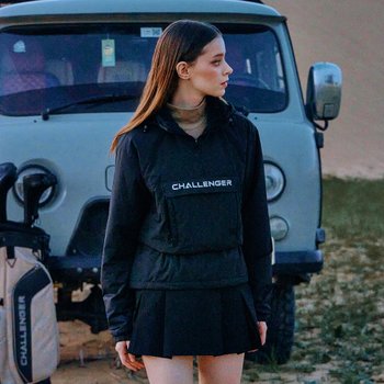 챌린저  허리밴딩 경량패딩 방풍 후디 아노락 CHD4WWT4822BK