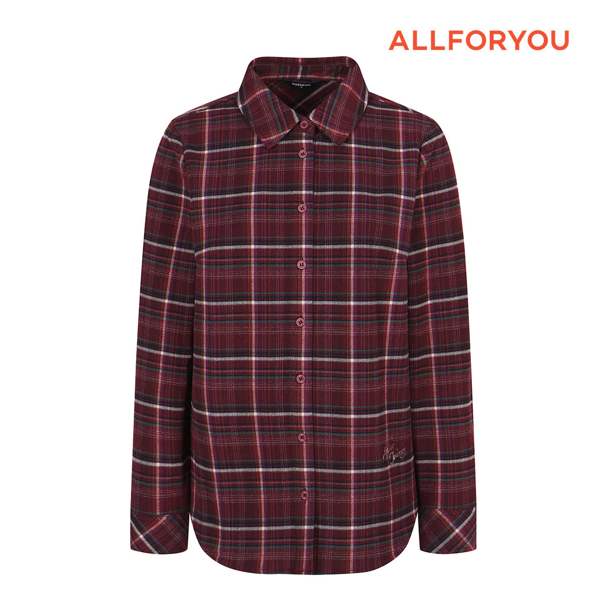 올포유 자수 포인트 체크 카라 블라우스 ALBLN9121-415