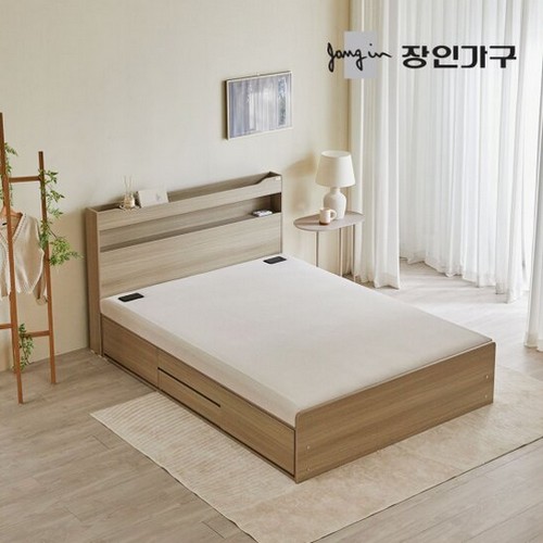 장인가구 톤즈 수납 LED흙침대 Q