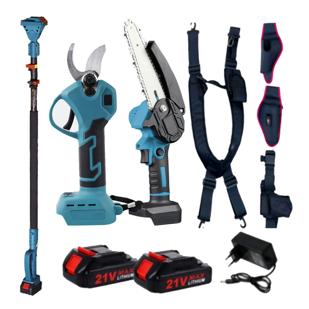 클로버 충전 전동 전지가위 + 체인톱 + 장대 3종 세트