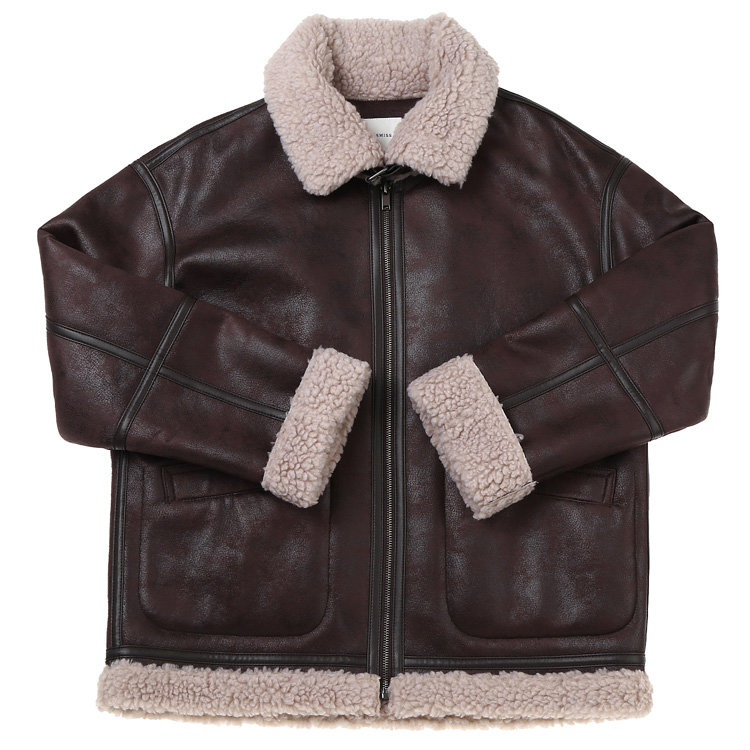 쉬즈미스 여성 하이넥 시어링 무스탕 자켓 SWUJKO42010