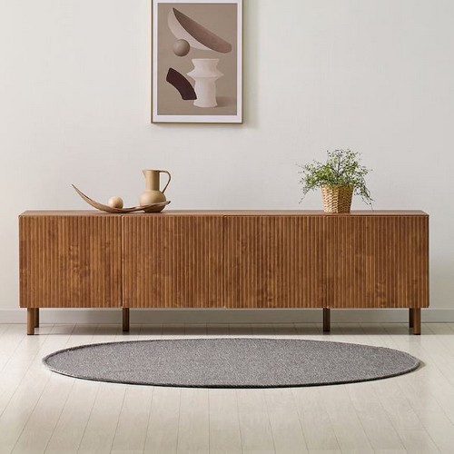 이안가구 피렌체 플랫 템바보드 수납 높은 거실장 1800