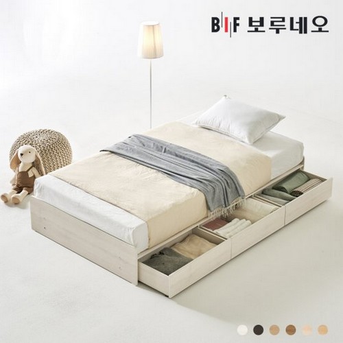 BIF보루네오 그린Po 무헤드 3서랍 수납 침대 SS