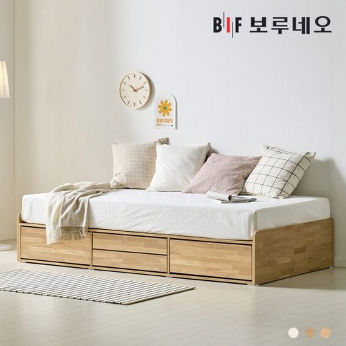 BIF보루네오 그린Po 무헤드 4서랍 수납 침대 SS