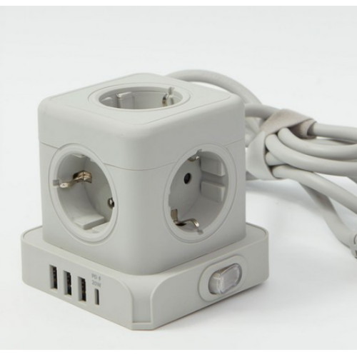 이엔위즈  일렉온 5구 메인스위치 고용량 큐브 멀티탭