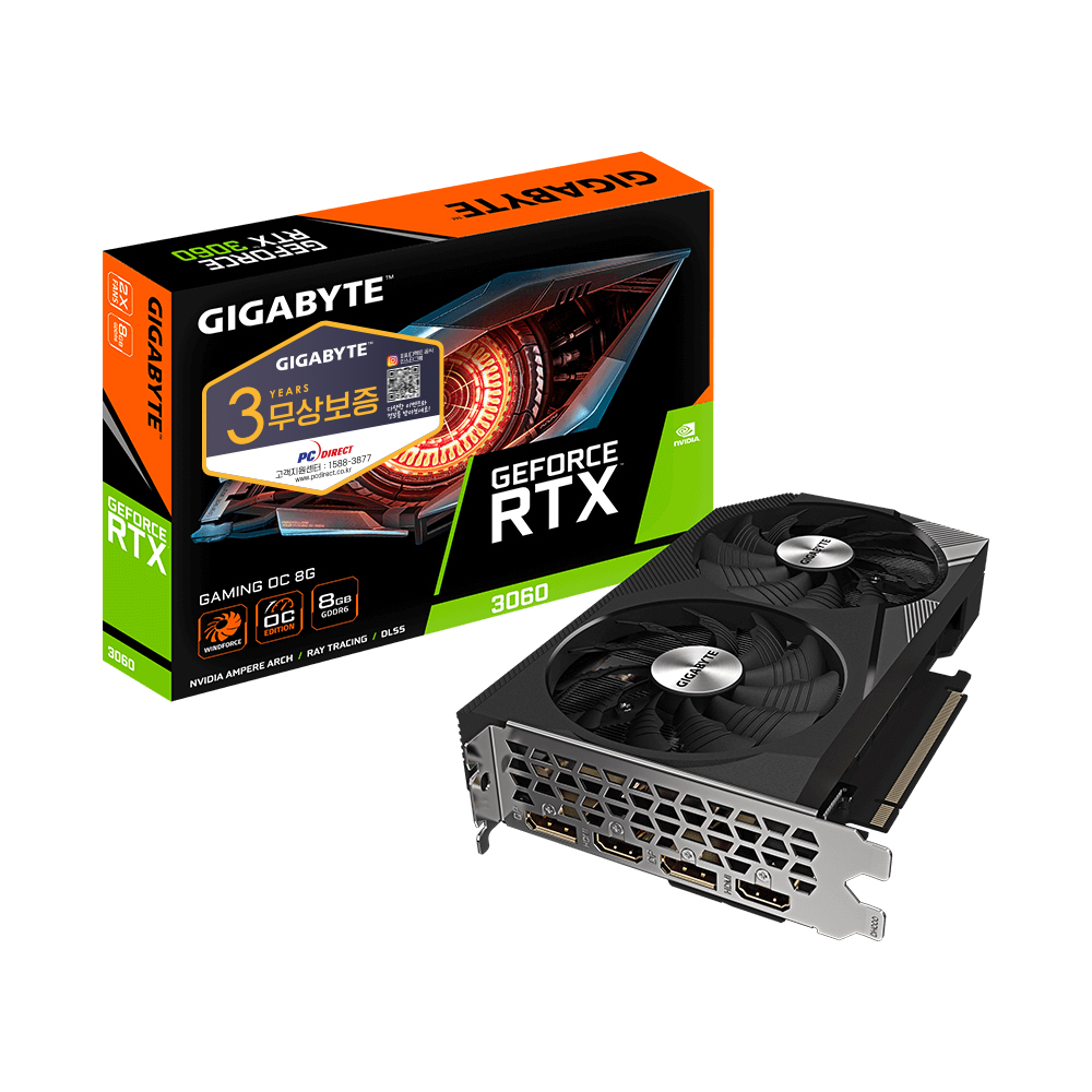 GIGABYTE  지포스 RTX 3060 GAMING OC V2 D6 8GB 피씨디렉트