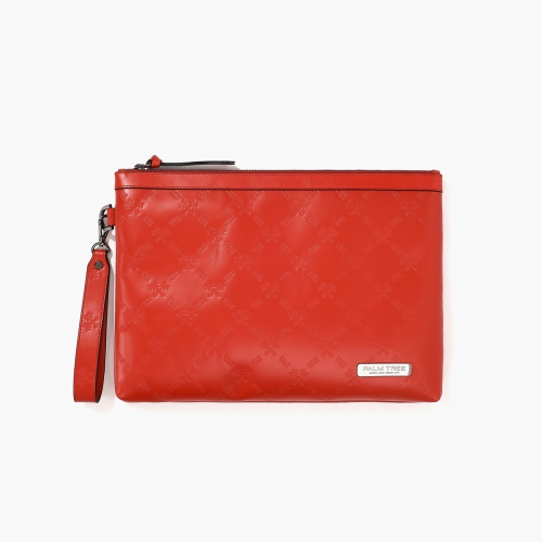팜 아이콘 레더 클러치 백 레드