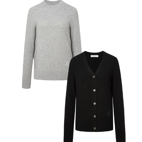 LF 헤지스골프 캐시미어 100% 모크넥 스웨터+가디건 세트 0YSW4D12306