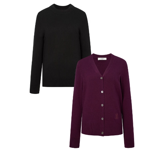 LF 헤지스골프 캐시미어 100% 모크넥 스웨터+가디건 세트 0YSW4D12308