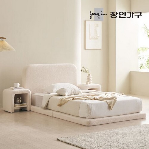 장인가구 도우 부클레 헤드형 저상형 침대 SS+협탁2개