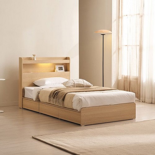 삼익가구 베리엘 3단 서랍 수납 LED침대 SS