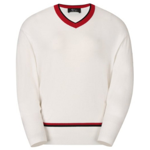 금강제화 LPGA 드롭 숄더 배색 V넥 스웨터 L244KT602P