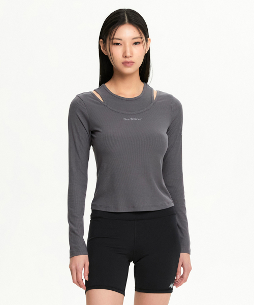뉴발란스 소프트 골지 컷아웃 긴팔티 NBNDF2W312