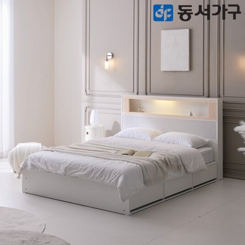 동서가구 미휴컴포트 편백 수납 LED침대 Q