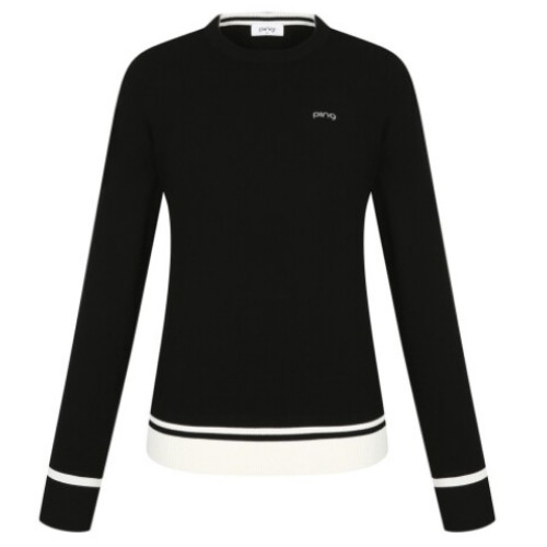 핑  배색 긴팔 니트 121E1SR051_BK