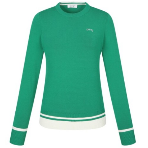 핑  배색 긴팔 니트 121E1SR051_GN