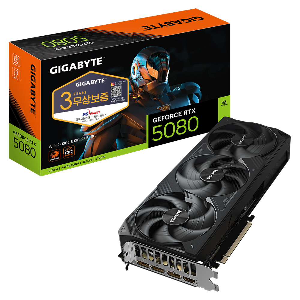 GIGABYTE  지포스 RTX 5080 WINDFORCE OC SFF D7 16GB 피씨디렉트