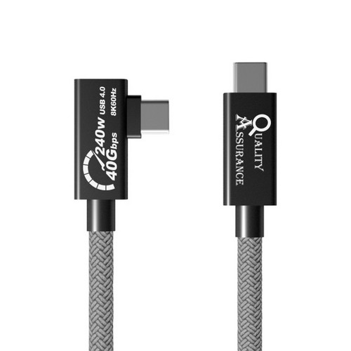 퀄리티어슈어런스코리아  썬더볼트4 40Gbps PD C to C타입 240W ㄱ자형 케이블