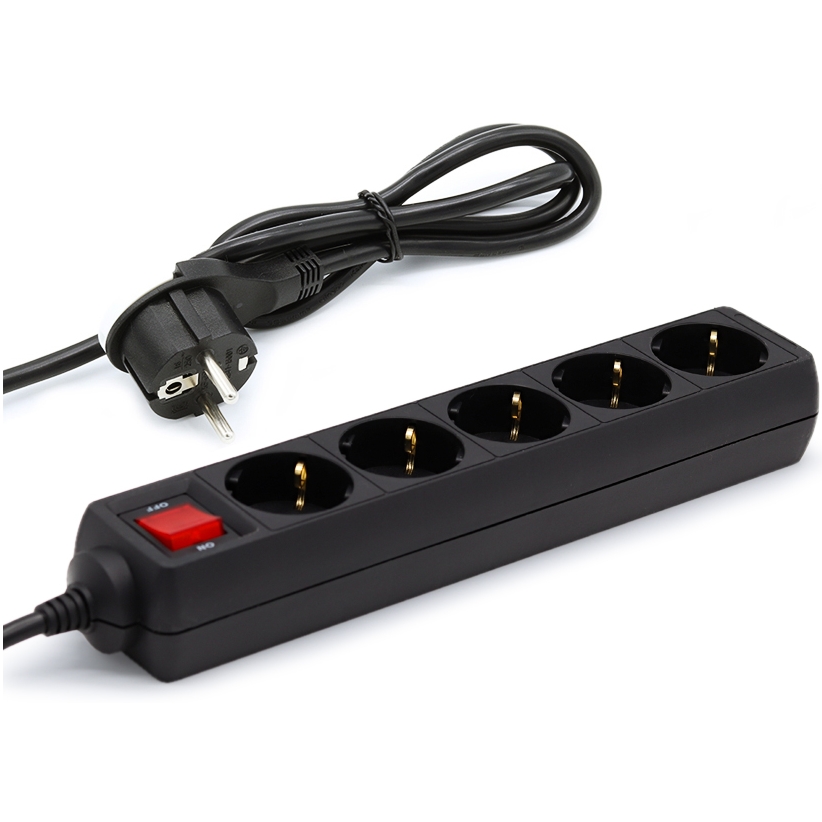 러그박스  5구 접지 납작 멀티탭 블랙