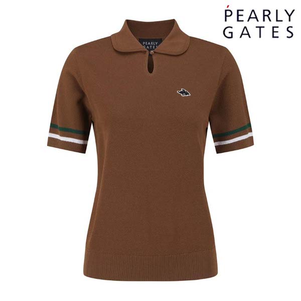 크리스패션 파리게이츠 컬러 라인 커프스 칼라 반팔 니트 521E1SR303_BR