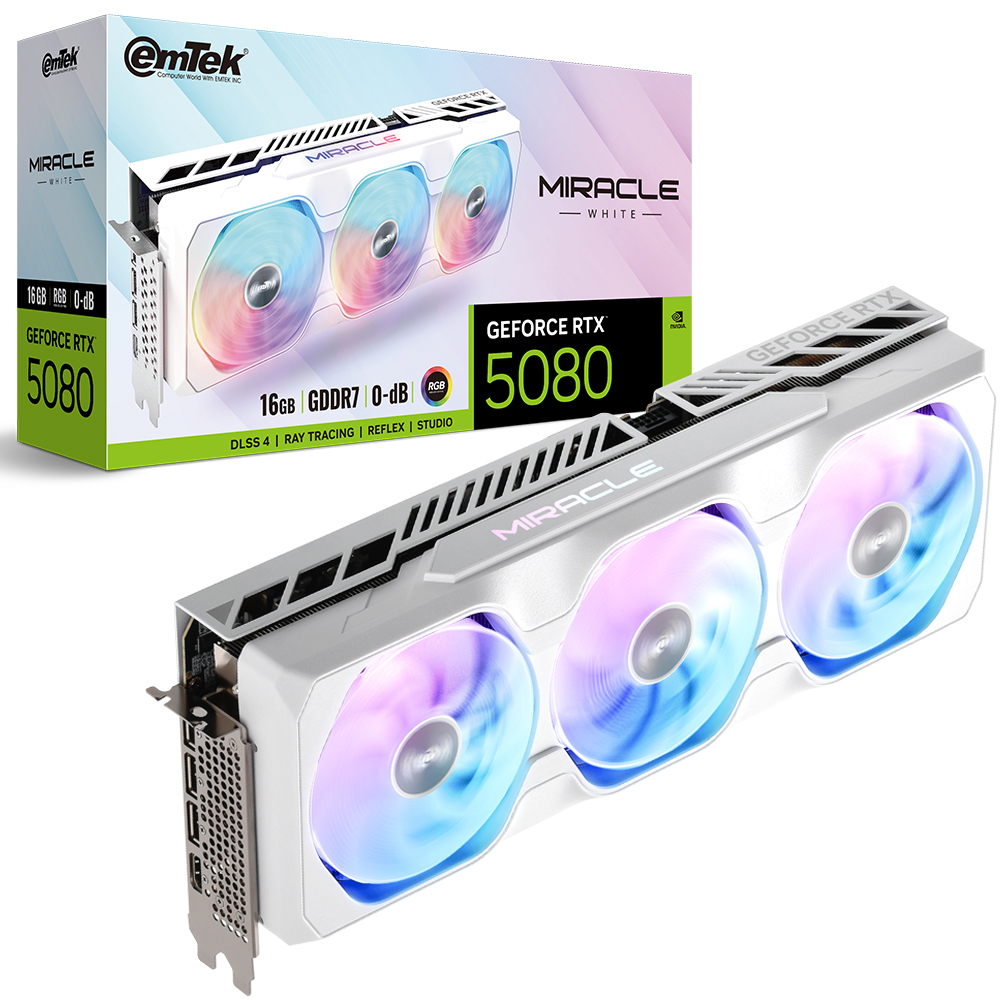 이엠텍  지포스 RTX 5080 MIRACLE WHITE D7 16GB