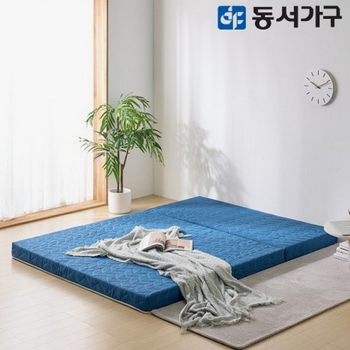 동서가구 폴리 메모리폼 3단 접이식 편백황토숯 토퍼 매트리스 SS
