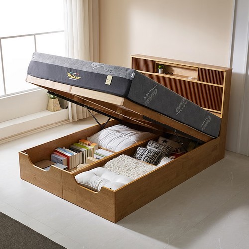 퍼니홈 크로코 템바보드 리프트업 수납 침대 D