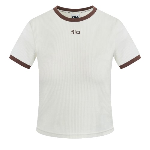 휠라 골지 캡내장 크롭 반팔티 FS2ITH2252F_CRM