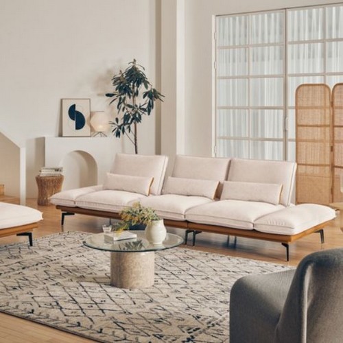 에싸 볼튼 하프스윙기능 구스 리브 패브릭 소파 4인용