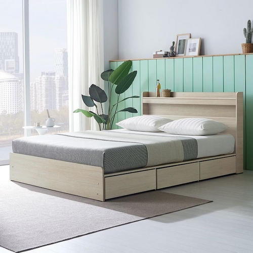 규수방 헤드 3단 멀티 서랍 LED침대 S