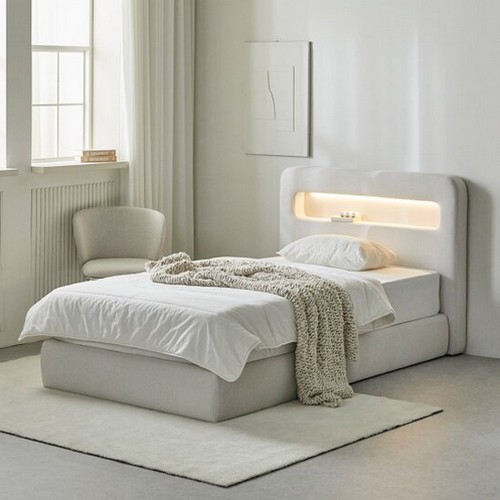 휴먼앤퍼니처 루피 LED 패브릭 평상형 호텔 침대 SS