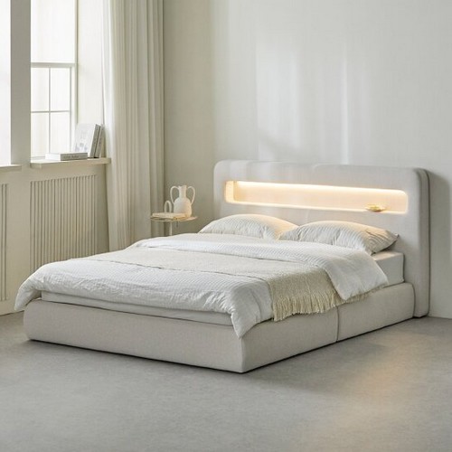 휴먼앤퍼니처 루피 LED 패브릭 평상형 호텔 침대 Q