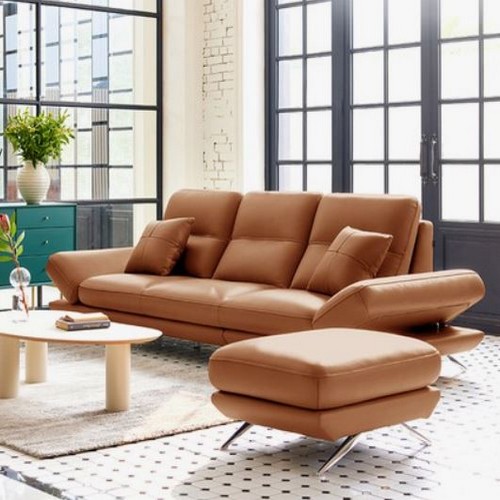 자코모 토파즈 기능성 슈렁큰 천연가죽 소파 3.5인용