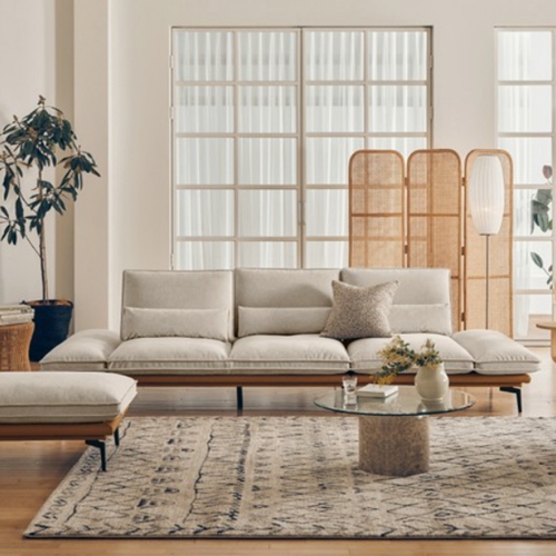 에싸 볼튼 하프스윙기능 구스 카시미라 패브릭 소파 4인용