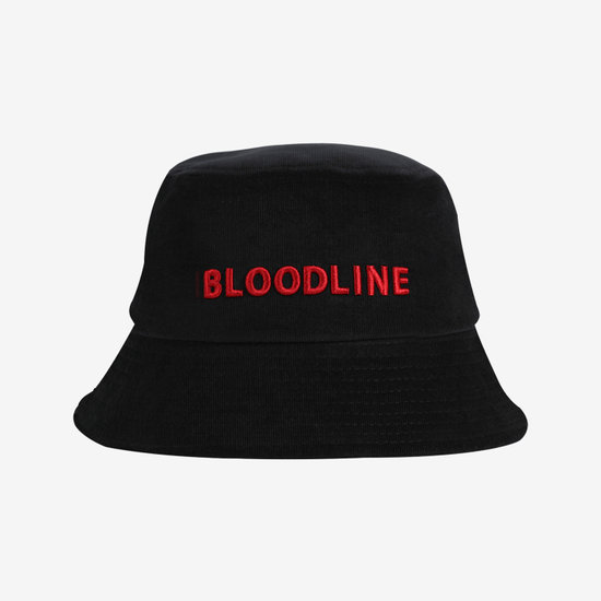 블러드라인  블랙 코듀로이 자수 버킷햇