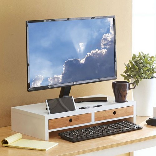 키모 HX-71521 대나무 서랍형 모니터선반