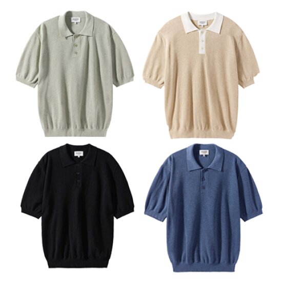 브롬톤  반팔 배색 카라 니트 P242MKT513